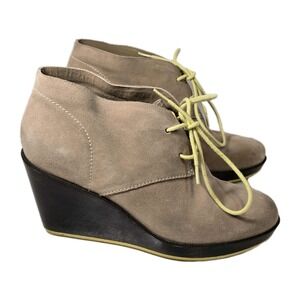 COLE HAAN Air Britt  Wedge Chukka Suede Boots Women's 6.5B | Brown Ankle Booties